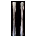 Two Sets of Candle Holders in Wood and Silver including Four Tapper Candles