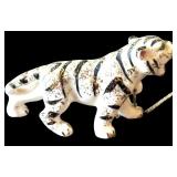 Pair of Small Siberian White Tiger Figurines with Gold Flecks