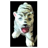 Pair of Small Siberian White Tiger Figurines with Gold Flecks