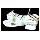 Pair of Small Siberian White Tiger Figurines with Gold Flecks