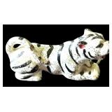 Pair of Small Siberian White Tiger Figurines with Gold Flecks