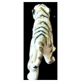 Pair of Small Siberian White Tiger Figurines with Gold Flecks