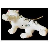 Pair of Small Siberian White Tiger Figurines with Gold Flecks