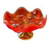 Vintage Viking Epic 6 Petal Compote in Persimmon Orange or Amberina Orange