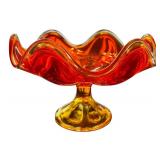 Vintage Viking Epic 6 Petal Compote in Persimmon Orange or Amberina Orange
