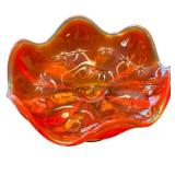 Vintage Viking Epic 6 Petal Compote in Persimmon Orange or Amberina Orange