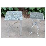 Pair of Small Tile Topped Decorative Patio Tables