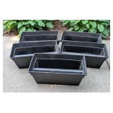 Seven Durable Black Plastic Railing Planter Boxes