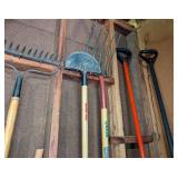 Assorted Shovels, Rakes and Lawn Tools