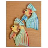 Pair of Vintage Chalkware Hanging Wall Fish