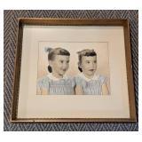 Framed Vintage Portrait of Twins