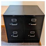 Pair of Black HON Two Drawer Metal File Cabinets