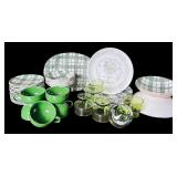 Original Hand-Etched Heather Plaid Underglaze Kitchen Set