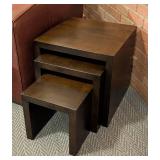 Mahogany Cube Wood Nesting Table Set