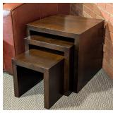 Mahogany Cube Wood Nesting Table Set