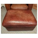 Room and Board Chestnut Leather Armchair and Ottoman