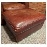 Room and Board Chestnut Leather Armchair and Ottoman