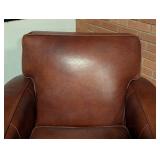 Room and Board Chestnut Leather Armchair and Ottoman