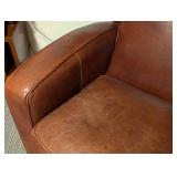 Room and Board Chestnut Leather Armchair and Ottoman