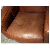 Room and Board Chestnut Leather Armchair and Ottoman