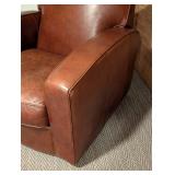 Room and Board Chestnut Leather Armchair and Ottoman