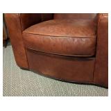 Room and Board Chestnut Leather Armchair and Ottoman