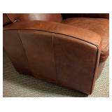 Room and Board Chestnut Leather Armchair and Ottoman