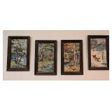 Vintage Craft Masters Four Seasons Framed Paint by Numbers Paintings