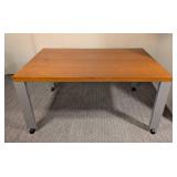 Haworth Office Table with Wood Top and Metal Legs