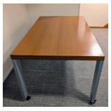 Haworth Office Table with Wood Top and Metal Legs