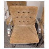 Mid Century Taupe Upholstered In the Style of Mies Van der Rohe Brno Chrome Armchair Set