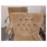 Mid Century Taupe Upholstered In the Style of Mies Van der Rohe Brno Chrome Armchair Set