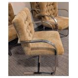 Mid Century Taupe Upholstered In the Style of Mies Van der Rohe Brno Chrome Armchair Set