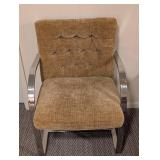 Mid Century Taupe Upholstered In the Style of Mies Van der Rohe Brno Chrome Armchair Set