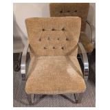 Mid Century Taupe Upholstered In the Style of Mies Van der Rohe Brno Chrome Armchair Set