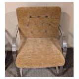 Mid Century Taupe Upholstered In the Style of Mies Van der Rohe Brno Chrome Armchair Set
