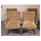 Mid Century Taupe Upholstered In the Style of Mies Van der Rohe Brno Chrome Armchair Set