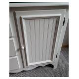 Glass Topped White Wood Commode Cabinet