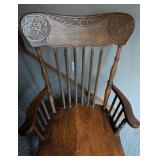 Vintage Floral Pressed Back Spindle Back Rocking Chair