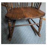 Vintage Floral Pressed Back Spindle Back Rocking Chair