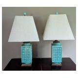 Pair of Vintage Chinese Cong Vase Style Table Lamps