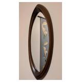 Vintage Faux Wood Oval Wall Mirror