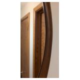 Vintage Faux Wood Oval Wall Mirror