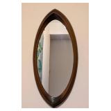 Vintage Faux Wood Oval Wall Mirror