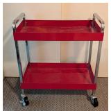 Red Metal Rolling Utility Cart