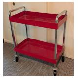 Red Metal Rolling Utility Cart