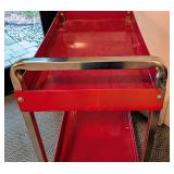 Red Metal Rolling Utility Cart