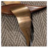 Pair of Mid Century Wood and Brass Flying Duck Wall Hangings