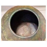 Signed Raku Pottery Bowl with Drip Glaze