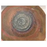 Signed Raku Pottery Bowl with Drip Glaze